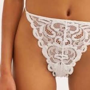 NWT Free People Reese Panties Tanga White XS Valentines Lingerie